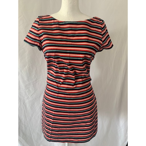 Zara Trafaluc Red Navy Blue Striped Open Back Romper Playsuit - Picture 1 of 4
